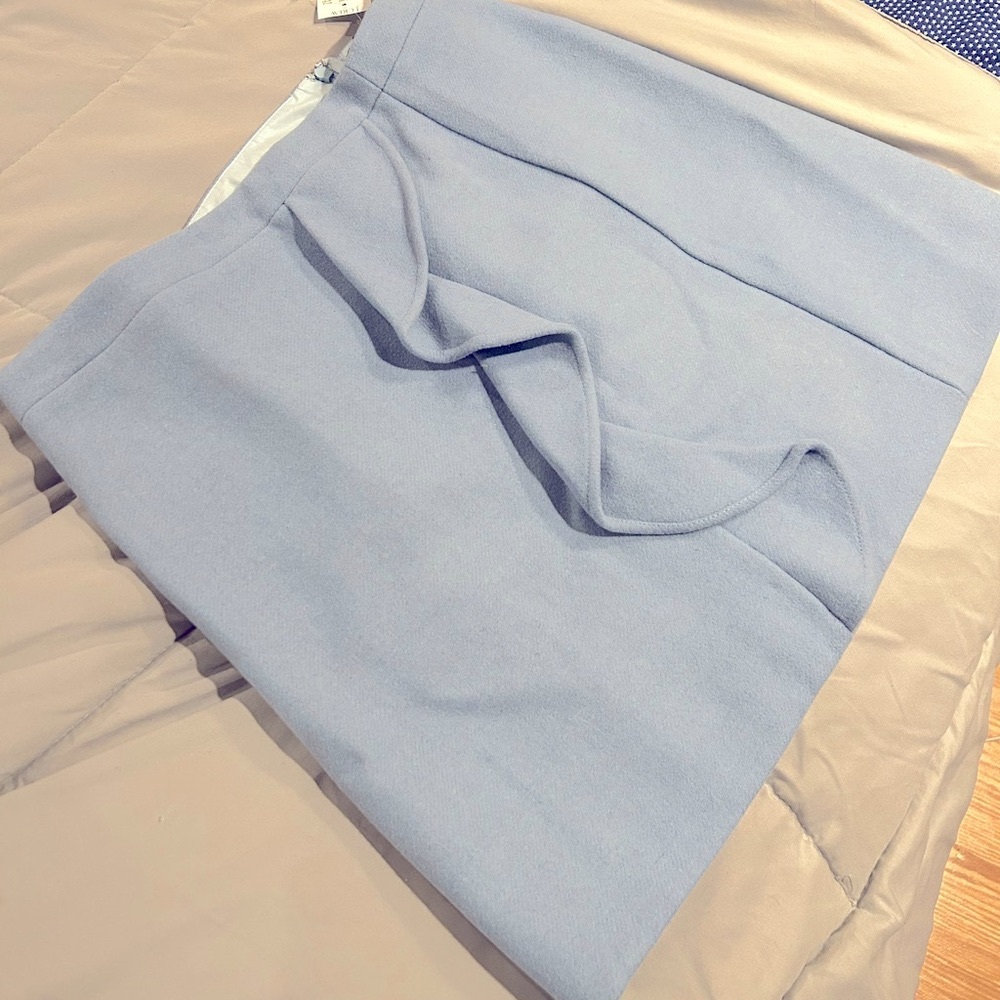 NWT J. Crew Mercantile Women’s Mini Skirt SZ 8 Ruffle Wool Blend Lined BABYBLUE